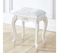 PP-Vic Vintage Style Dressing Stool, Upholstered Dressing Table Stool, Antique French Stool, Armless Dressing Table Chair, Carved Design, Simple Installation,C