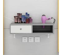 PP-Vic Wall Mounted Suspended Barber Table, Wooden Barber Salon Station Partition with Drawers And Hole for Hairdryer, Modern Beauty Salon Spa Equipment Open Storage Cabinet,Gray 50cm