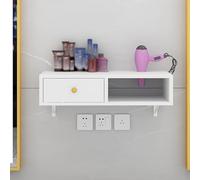 PP-Vic Wall Mounted Suspended Barber Table, Wooden Barber Salon Station Partition with Drawers And Hole for Hairdryer, Modern Beauty Salon Spa Equipment Open Storage Cabinet,White 50cm