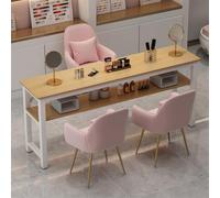 PP-Vic Wooden Manicure Table, Double Layer Beautician Nail Desk, Modern Beautician Workstation, Office Computer Desk, Space Saving, Decor