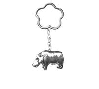 PPA41 Hippo Pewter Emblem On A very strong Cloud / Flower keyring hold multiple keys 3D