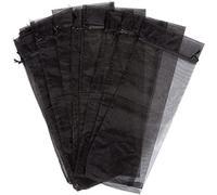 PpAaJK 30Pcs Black Organza Wine Bottle Bags, Sheer Mesh Bottle Gift Pouches Wine Covers Dresses with Drawstring for Halloween