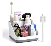 PPAAstunoras Toothbrush Holder Electric Toothbrush Holder:6 Grid toothbrush holder with Removable Bamboo Dividers Electric toothbrush Holder Bathroom Organizer and Storage Caddy White Multifunctional