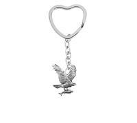 PPB10 Osprey Bird fine English Pewter on a heart shaped split ring Keyring