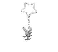 PPB10 Osprey Bird fine English Pewter on a star shaped split ring Keyring