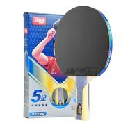 Ppbigu DHS New 5 Star Table Tennis Racket H5002/H5006, 5 Stars Series Pingpong Paddle Finished Bat Factory-Made Both Side Hurricane 3 Rubbers for All-Round Players (H5002-Long-FL)