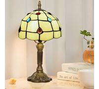 Ppbmocw Small Tiffany Lamp, 8 Inch Tiffany Style Lights Table Lamps for Living Room, Bedside, Reading,Vintage Mini Stained Glass Lamp Included 3 Color Temperatures E27 Bulb(Yellow Phoenix Tail)