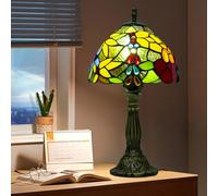 Ppbmocw Small Tiffany Lamp, 8 Inch Tiffany Style Lights Table Lamps for Living Room, Bedside, Reading,Vintage Mini Stained Glass Lamp Included 3 Color Temperatures E27 Bulb(Flower Bead)