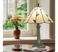 Ppbmocw Tiffany Style Lamp,Stained Glass Table Lamp for Living Room,Bedside,Bedroom,Nightstand,12 Inch Small Vintage Lights Included E27 Bulb with Remote Control (Umbrella Shaped White Willow Tree)