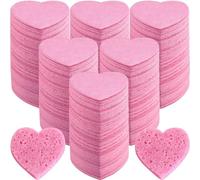 PPcdfre 100 Count Compressed Sponges Heart Shape Face Sponges for Cleansing Natural Cleansing Sponges Pads