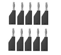 PPcdfre 10pcs/Set Connector Plug J.10054 4mm Stackable Plug Banana Plug Face Connector Wire Multi-Function Plugs,Black