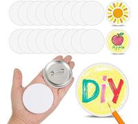 PPcdfre 20 Piece DIY White Button Pins 2.25 Inch/58 mm Blank Craft Button Silver Paper+Metal for DIYCrafts Christmas Craft Supplies