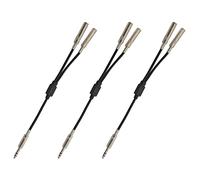 PPcdfre 3pcs 6.35mm 1/4 Inch Stereo Jack Splitter Cable Adapter Lead Plug to Double 6.35mm Sockets