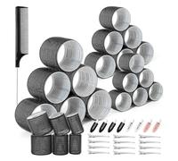 PPcdfre 43PCS Hair Curlers Rollers with Clips Hair Roller with 3 Sizes, Jumbo Hair Roller with 12Duckbill Clips Hair Rollers