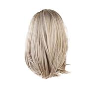 PPcdfre European and American Ladies Wig Gradient Eight Bangs Shoulder Length Wig Short Straight Hair Chemical Fiber Wig