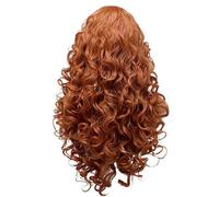 PPcdfre European and American Style Women'S Brown Long Curly Wig Wool Curly Wig Medium Parted Chemical Fiber Wig