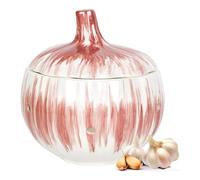 PPcdfre Garlic Keeper for Counter with Lid Ventilated Ceramic Garlic Keeper, Garlic Holder Storage Container to Keep Your Garlic