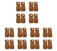 PPcdfre Leather Drawer Pulls 24 Pcs Leather Dresser Knobs Handmade Pure Leather Handles for Cabinet Doors and Drawers (Brown)