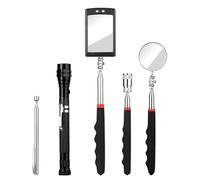 PPcdfre Telescoping Magnetic Pickup Tool Set, Extendable InspectionMirror LED Lighted for Checking Observing Vehicle Small