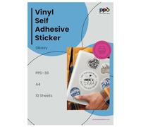 PPD 10 Sheets A4 Inkjet Printable Glossy Self Adhesive Vinyl Sticker Paper Waterproof PPD-36-10