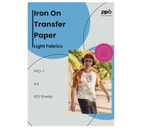 PPD Iron on Transfer Paper for Inkjet Printer for Light Fabric, A4, 8.5x11 Printable Paper for Clothing, T Shirts and Cotton Textiles, Print and Cut Heat Transfer, DIY at Home, Washable (100 Sheets)