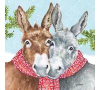 PPD 20 Napkins Animals Donkey Pair with Winter Scarf as Table Decoration Paper Napkins with Motif Also for Decoupage and Decoupage 33 x 33 cm
