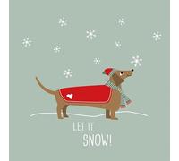 PPD 20 Napkins Christmas Dachshund Delights in Snow as Table Decoration Paper Napkins with Motif Also for Decoupage and Decoupage 33 x 33 cm