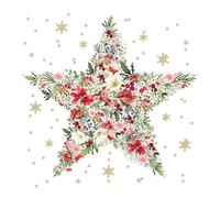 PPD 20 Napkins Christmas Festive Natural Star Table Decoration Paper Napkins with Motif Also for Decoupage and Decoupage 33 x 33 cm