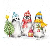 PPD 20 Napkins Christmas Penguins in Winter Look as Table Decoration Paper Napkins with Motif Also for Decoupage and Decoupage 33 x 33 cm