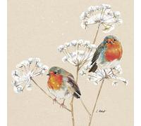 PPD 20 Napkins Christmas Robins on Grasses in Winter as Table Decoration Paper Napkins with Motif Also for Decoupage and Decoupage 33 x 33 cm