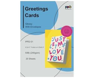 PPD Greeting Card Paper, Printable Cards with Envelopes for Inkjet Printer, A4, 8.5 x 11 Blank Half Fold to 5.5 x 8.5 Custom Cards for Birthday, Wedding, Invitations, Thank You Note (20 Sheets)