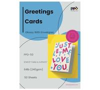 PPD Greeting Card Paper, Printable Greeting Cards with Envelopes for Inkjet Printer, A5, 5.5 x 8.5 Blank Half Fold to 4.25 x 5.5 Custom Cards for Birthday, Wedding, Invitations, Thank You (50 Sheets)