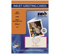 PPD Inkjet Gloss Greeting Card Paper Super Heavyweight A4 to A5 260gsm With Envelopes x 50 Sheets PPD-51-ENV-50