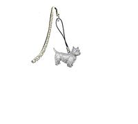 ppd03 Westie Pewter Emblem On A Pattern Bookmark with Cord