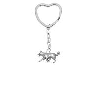 PPD21 Border Collie Dog fine English Pewter on a heart shaped split ring Keyring