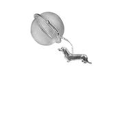 ppd24 Dachshund Dog English Pewter on a Tea Leaf Infuser Stainless Steel Sphere Strainer
