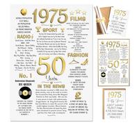 PPDesigns 1975 Poster, 50th Anniversary, Happy 50th Birthday, 50 Years Married, gift for Parents, Grandparents, Couples with 1975 Card and Gold Ribbon for the scroll