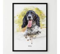PPDesigns Dog Portrait Watercolour, Watercolour Pet Portrait, Handmade Illustration, Dog Picture from photo,