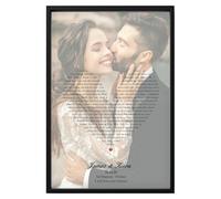 PPDesigns Personalised Song Lyrics framed print, with picture & song lyrics in a heart.