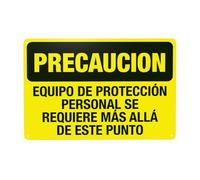 PPE Required Beyond This Point Spanish Metal Warning Sign with Easy Install for Indoor Outdoor Security, Business Office Home Garden Street Decor 30 x 20 cm