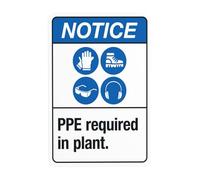 Ppe Required In Plant Metal Warning Sign with Easy Install for Indoor Outdoor Security, Business Office Home Garden Street Decor 20 x 30 cm