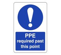 Ppe Required Past This Point - safety sign- 3mm Aluminum Dibond for indoor/outdoor usage (300mm x 200mm) 7m Viewing Distance.