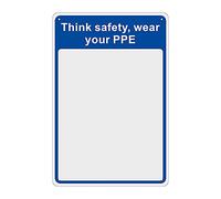 PPE Safety Check Mirror 200 x 300mm | "Think Safety, Wear Your PPE" | Shatterproof Optix Acrylic Workplace Safety Sign | Easy Install Wall-Mounted Inspection Reminder