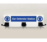 PPE Station - Ear Defenders - 3 Hooks on 540x160mm 10mm foam pvc