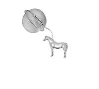 ppe08 Arab Horse Equestrian English Pewter on a Tea Leaf Infuser Stainless Steel Sphere Strainer