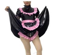 PPENGYYANHODSHIOP Lockable Dress Pvc Lolita Maid Costumes Cosplay Cross Lockable Uniform Apron,PINK,7XL