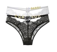 PPETAUL 2-Pack Custom Thong with Name - Personalized Name Thong Rhinestone Silvery Golden Letters G-String Tanga Lingerie, Thongs04, One size