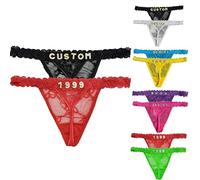 PPETAUL 2-Pack Custom Thong with Name - Personalized Name Thong Rhinestone Silvery Golden Letters G-String Tanga Lingerie, Thongs01, One size