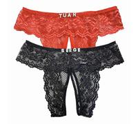 PPETAUL 2-Pack Custom Thong with Name - Personalized Name Thong Rhinestone Silvery Golden Letters G-String Tanga Lingerie, Thongs11, 4X