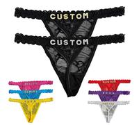 PPETAUL 2-Pack Personalized Thongs with Names, Custom Rhinestone Letter-Thong Gift, Letters Hand-Sewn, Strong and Secure, Black